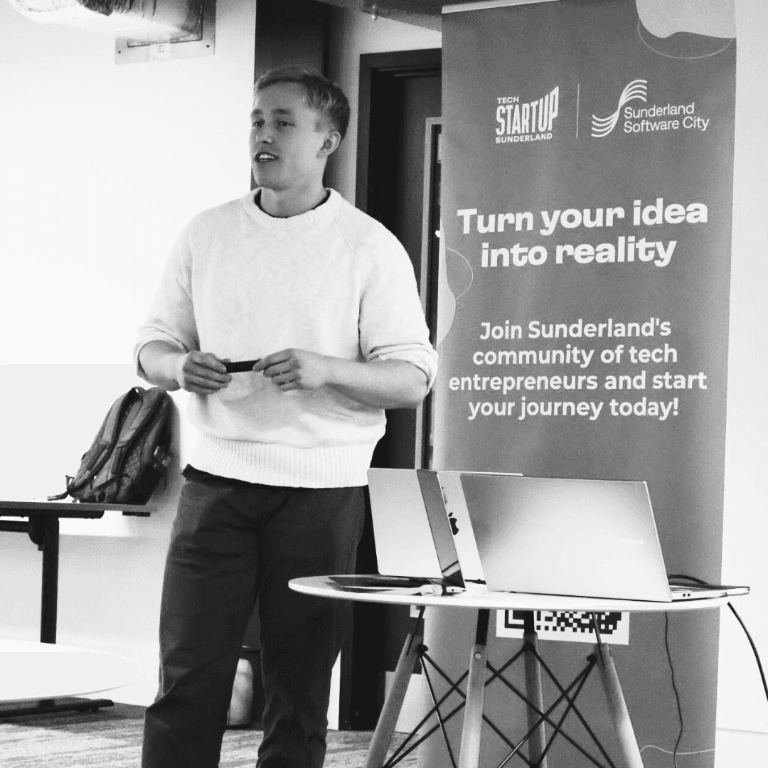 Thomas presenting at Tech Startup Sunderland